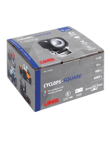 Cyclops-Square, faro ausiliario a 1 Led - 12/24V - Luce focalizzata