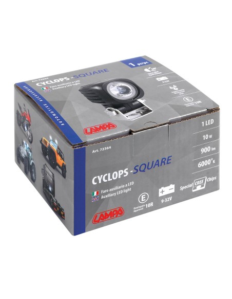 Cyclops-Square, faro ausiliario a 1 Led - 12/24V - Luce focalizzata