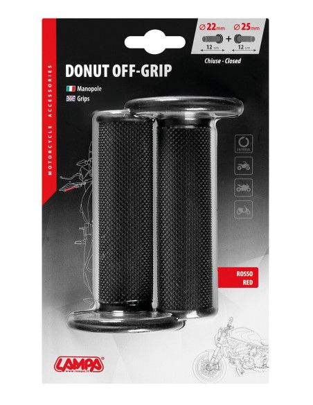 Donut Off-Road Grips, manopole universali - Nero - Rosso