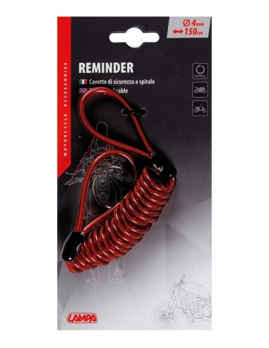 Reminder, cavetto di sicurezza a spirale - Rosso