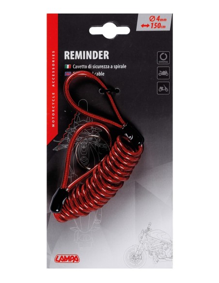 Reminder, cavetto di sicurezza a spirale - Rosso