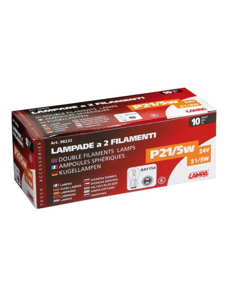 24V Lampada 2 filamenti - P21/5W - 21/5W - BAY15d - 10 pz  - Scatola