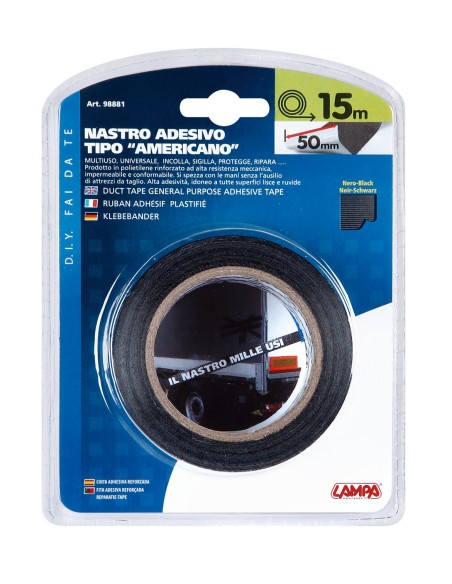 Nastro adesivo tipo americano - 50 mm x 15 m - Nero