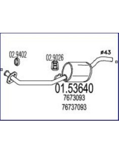 MARMITTA CENTRALE Y10'89 in poi 92 1.1CC. 01.53640 MTS