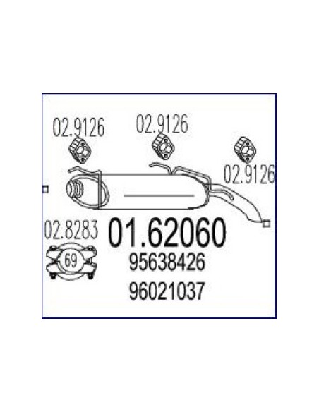 MARMITTA TERMINALE CITROEN AX'94 in poi 1.0/1.1/1.3 01.62060 MTS