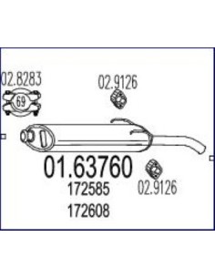 MARMITTA TERM.PEUGEOT 205'83 in poi 1.0/1.1/1.4/1.6 CON CONO 01.63760 MTS