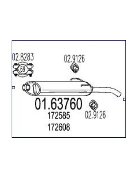 MARMITTA TERM.PEUGEOT 205'83 in poi 1.0/1.1/1.4/1.6 CON CONO 01.63760 MTS