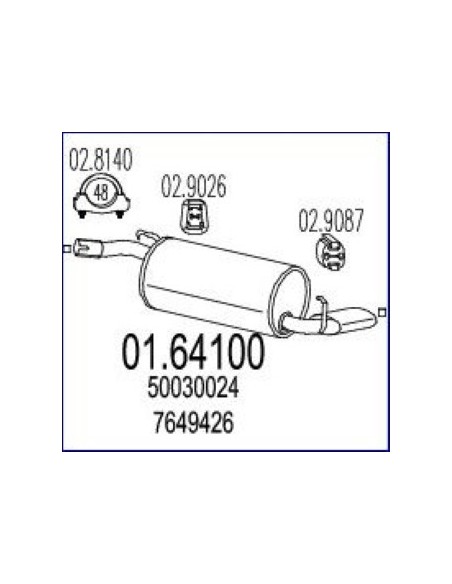 MARMITTA TERM.Y10'92 in poi 1.1 KAT 01.64100 MTS