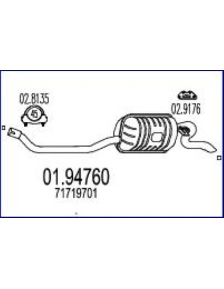 MARMITTA TERM.LANCIA Y'96 in poi KAT 1.1/1.2CC. 01.94760 MTS