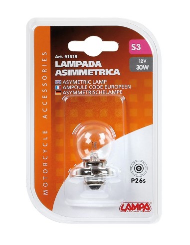 12V Lampada asimmetrica - S3 asymmetric - 30W - P26s - 1 pz  - Scatola