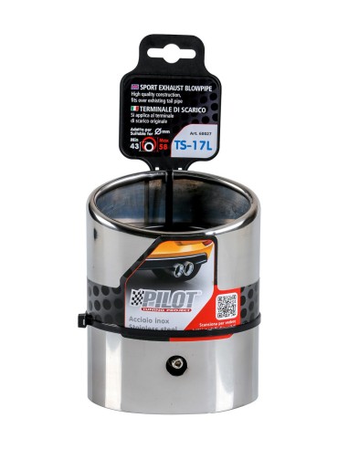 CODINO TERMINALE MARMITTA PILOT 2 TS-17L ACCIAIO INOX DIAM.43-58MM 60027 LAMPA