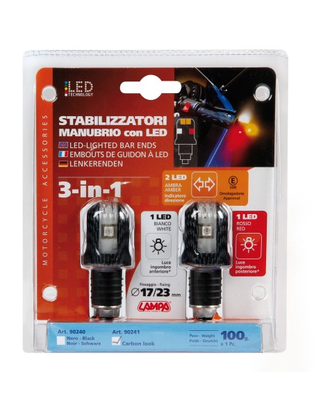 Stabilizzatori manubrio con Led, 12V - Carbon
