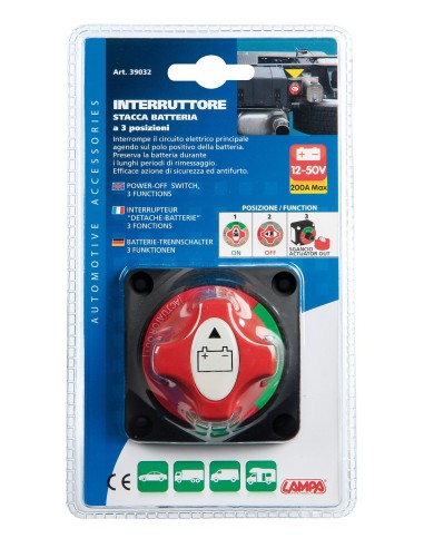 INTERRUTTORE STACCA-BATTERIA A 3 POSIZIONI 39032 LAMPA