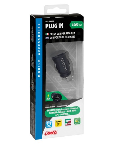 PLUG-IN PRESA USB, 1000MA 12/24V 39019 LAMPA