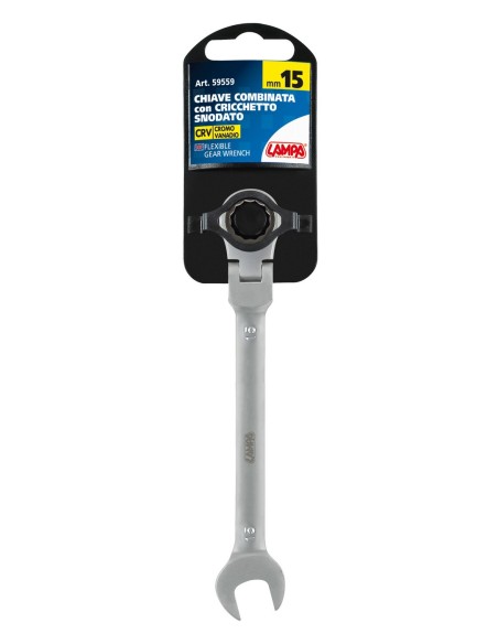 Chiave combinata con cricchetto snodato - 15 mm