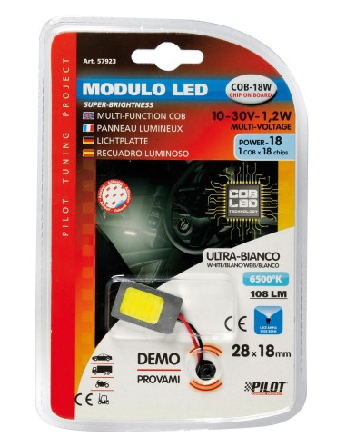 12/24V Mega-Led - Pannello COB 18 chips - 28x18 mm - 2,8W - 1 pz  - D/Blister - Bianco