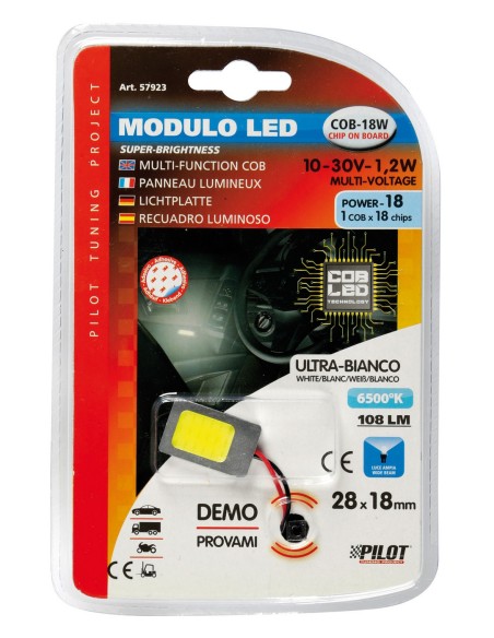 12/24V Mega-Led - Pannello COB 18 chips - 28x18 mm - 2,8W - 1 pz  - D/Blister - Bianco