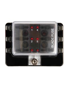 Fuse Block, scatola portafusibili, 1 entrata - 6 uscite, 12/24V 2