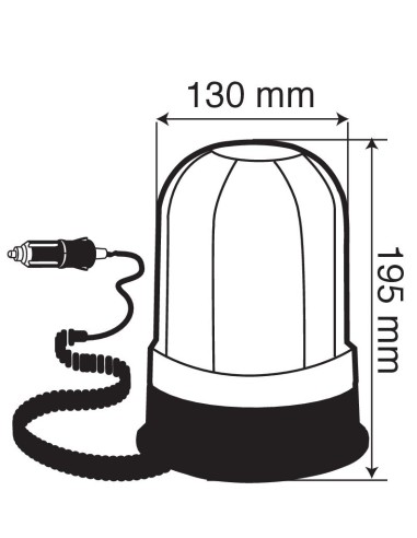 RH-2, luce di segnalazione alogena con base magnetica e ventosa, 12/24V