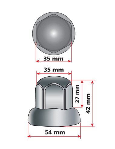 Dome, Set 10 copribulloni testa tonda in acciaio inox - Ø 32 mm - Cromo