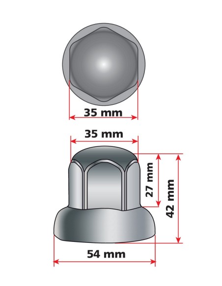 Dome, Set 10 copribulloni testa tonda in acciaio inox - Ø 32 mm - Cromo