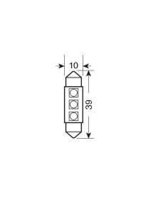 24V Led Series - 3 SMD x 3 chips - 10x39 mm - SV8,5-8 - 2 pz  - Scatola - Bianco - Doppia polarità 2
