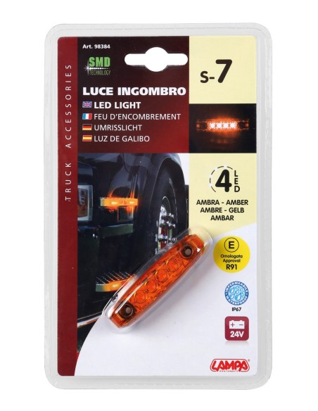 Luce ingombro - 4 Led - 24V - Arancio