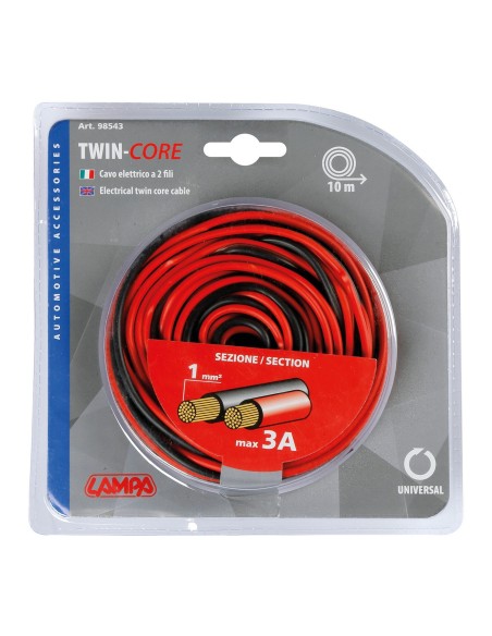 Cavo elettrico a due fili - 1 mm² x 10 m