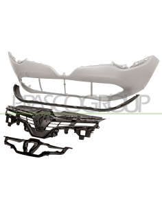 PARAURTI ANTERIORE CON PRIMER CON GRIGLIA NERA CON SUPPORTO GRIGLIA CON SPOILER (4 PZ.) RENAULT CLIO Mod. 09-12 - 08-16