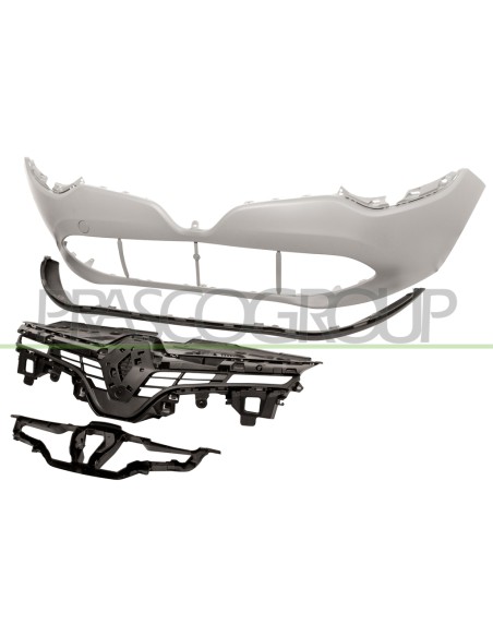 PARAURTI ANTERIORE CON PRIMER CON GRIGLIA NERA CON SUPPORTO GRIGLIA CON SPOILER (4 PZ.) RENAULT CLIO Mod. 09-12 - 08-16
