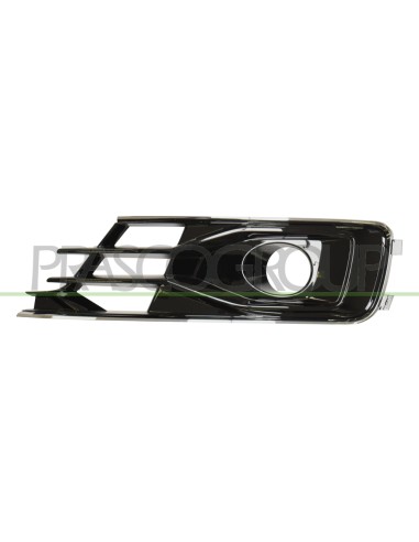 GRIGLIA SINISTRA PARAURTI ANTERIORE NERA LUCIDA CON SEDE FENDI CON CORNICE CROMATA AUDI A6 (4GC) Mod. 09-14 - 06-16