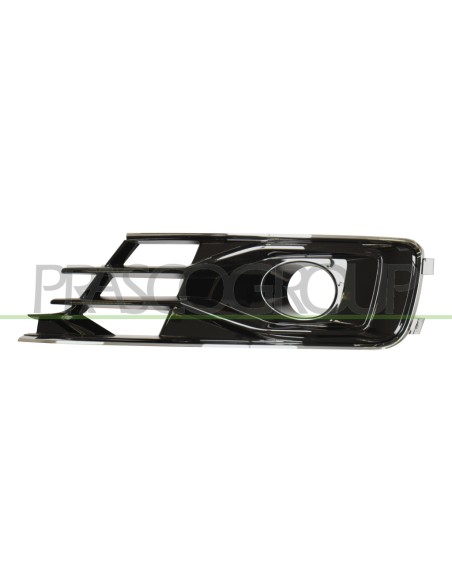 GRIGLIA SINISTRA PARAURTI ANTERIORE NERA LUCIDA CON SEDE FENDI CON CORNICE CROMATA AUDI A6 (4GC) Mod. 09-14 - 06-16