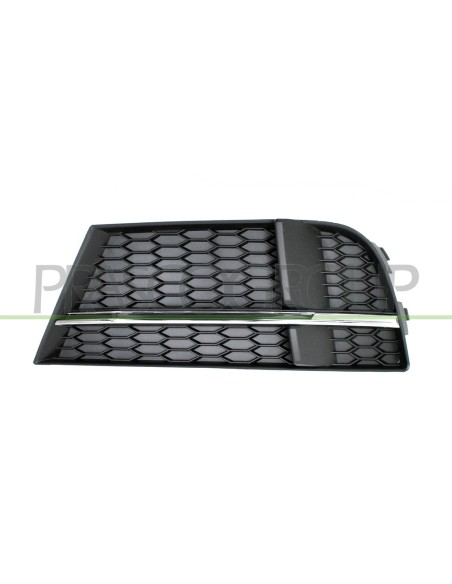 GRIGLIA SINISTRA PARAURTI ANTERIORE NERA CON MODANATURA CROMATA MOD. S LINE AUDI A3 3-5 PORTE (8VF-8VK) Mod. 02-16 - 04-20