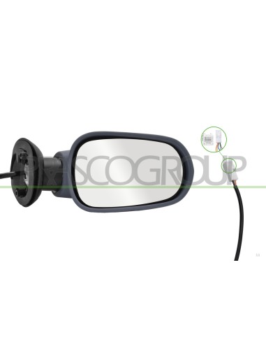 RETROVISORE DESTRO ELETTRICO CON PRIMER TERMICO CONVESSO 5 PINS RENAULT LOGAN Mod. 06-05 - 09-08