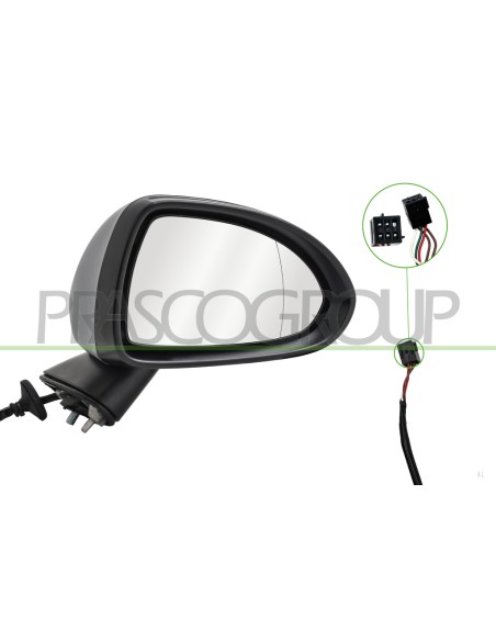 RETROVISORE DESTRO ELETTRICO CON PRIMER TERMICO CON BRACCIO NERO CONVESSO 5 PINS