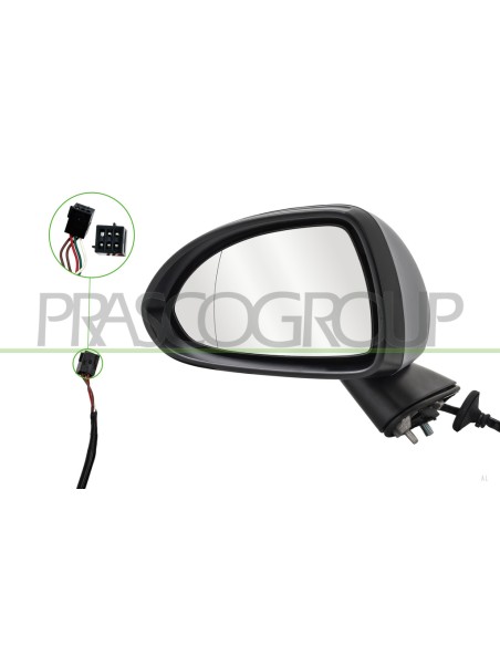 RETROVISORE SINISTRO ELETTRICO CON PRIMER TERMICO CON BRACCIO NERO ASFERICO 5 PINS