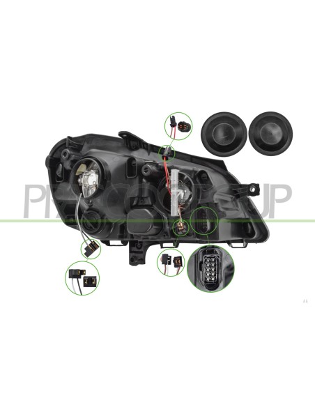 PROIETTORE SINISTRO H1+H7 ELETTRICO CROMATO CON MOTORE VOLKSWAGEN POLO Mod. 08-05 - 08-09