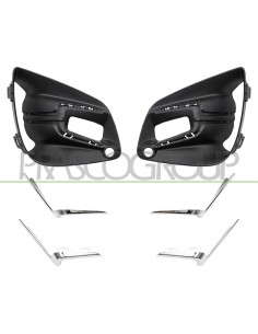 KIT GRIGLIE PARAURTI ANTERIORE NERE GOFFRATA CON SEDE FENDI CON MODANATURE CROMATE (DESTRA+SINISTRA)