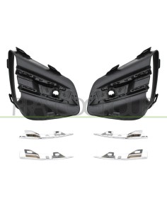 KIT GRIGLIE PARAURTI ANTERIORE NERE GOFFRATA SENZA SEDE FENDI CON MODANATURE CROMATE CON FORO PDC+SUPPORTO (DESTRA+SINISTRA) 2