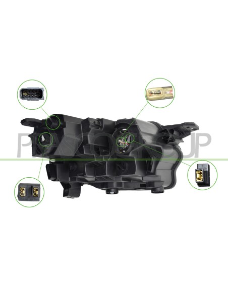 PROIETTORE DESTRO H1+H7 ELETTRICO CON MOTORE CON LUCE DIURNA W21 5W TOYOTA PROACE CITY VAN Mod. 04-19