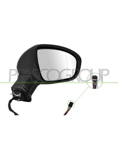 RETROVISORE DESTRO ELETTRICO NERO TERMICO CON FANALE CON SONDA ASFERICO 9 PINS