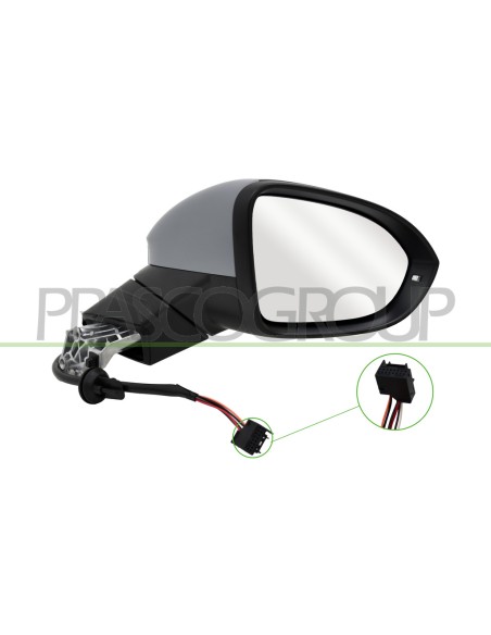 RETROVISORE DESTRO ELETTRICO NERO TERMICO CON FANALE CONVESSO 6 PINS