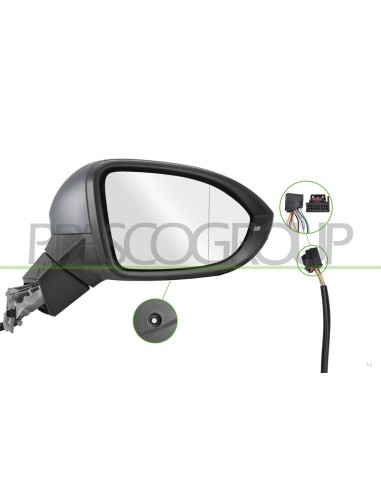 RETROVISORE DESTRO ELETTRICO CON PRIMER TERMICO CON FANALE CON LUCE CORTESIA CON MEMORIA CONVESSO 11 PINS